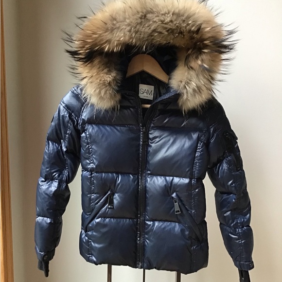 SAM. Jackets & Coats Sam Blake Blue Fur Trimmed Hood Down Puffer